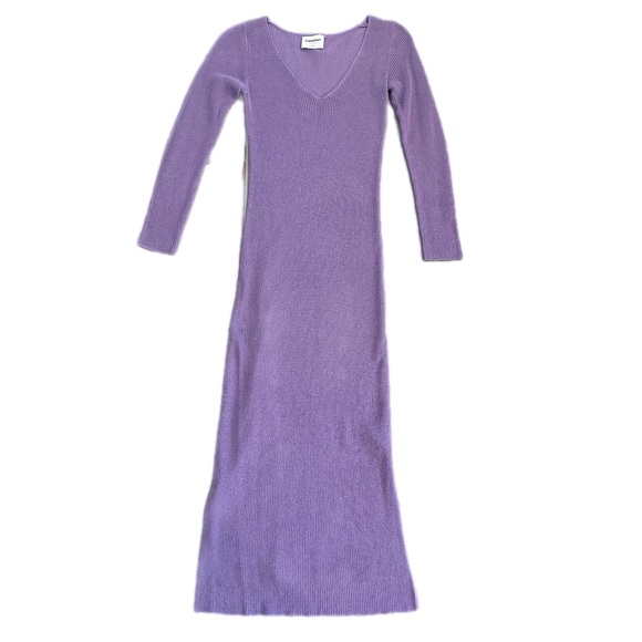 NWT Callahan Lila viscose/cotton Knit Side Slit long-sleeve V-neck Midi Dress XS - Picture 4 of 10